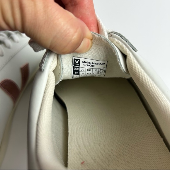 Veja White Sneakers with Pink Metallic Accents - Picture 8 of 9